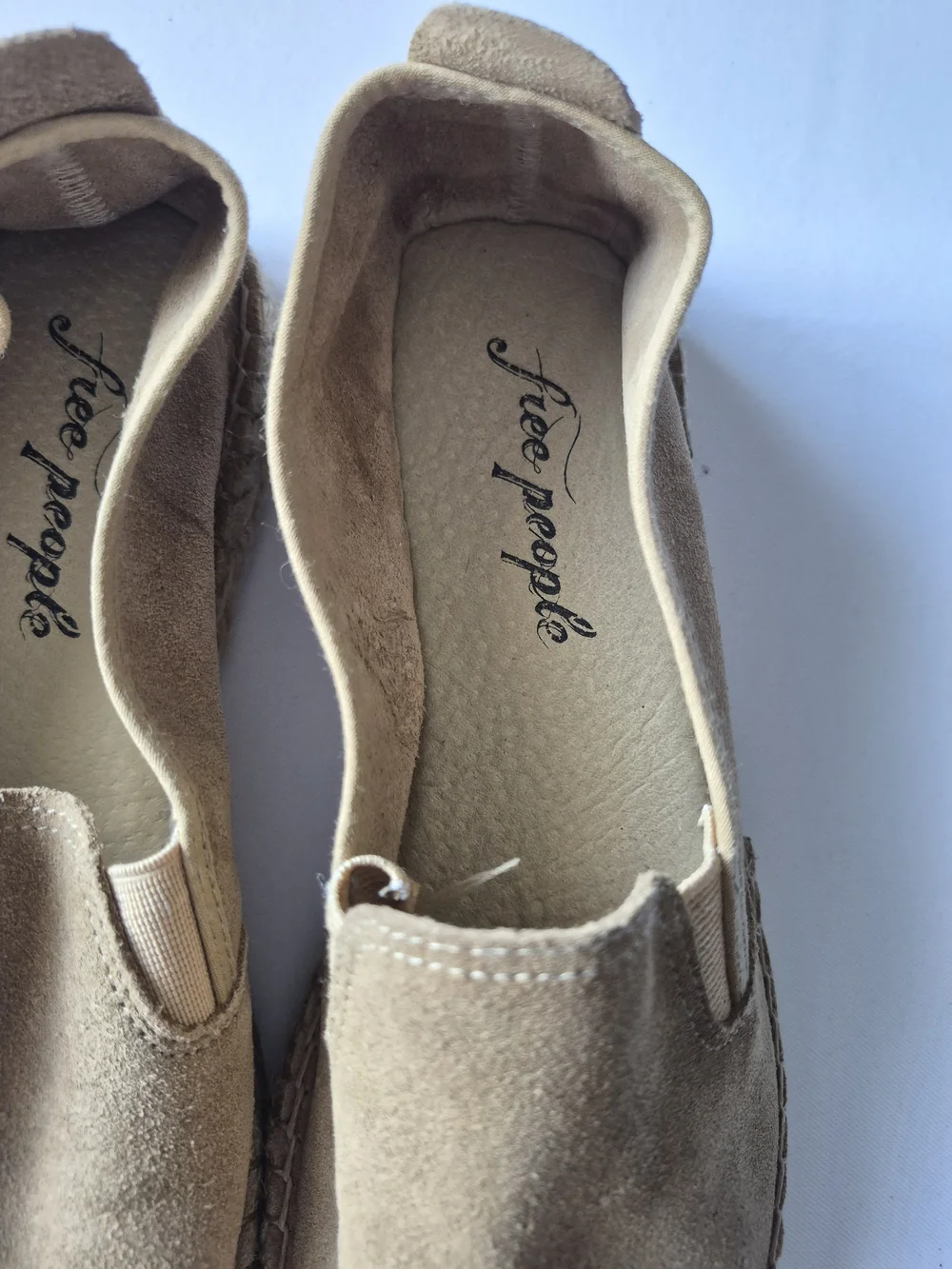 Free People Tan Suede Slip On Loafers Espadrilles Made in Spain Sz39